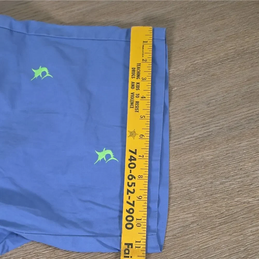 Vineyard Vines Men’s Blue Fish Pattern Chino Shorts Flat Front Pockets 9” S 32